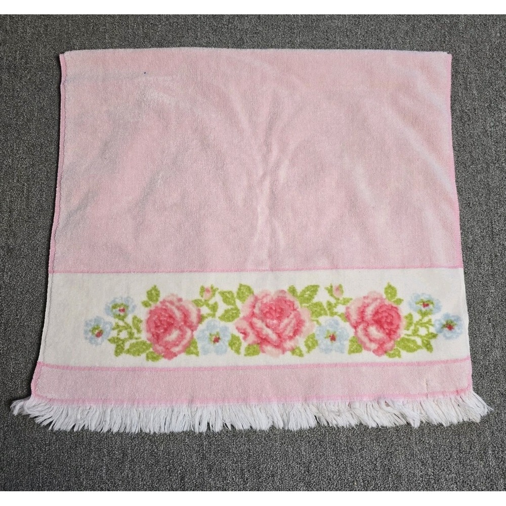 VTG Martex Terri-down West Point Pepperell Pink Floral Towel Romantic - Picture 2 of 5